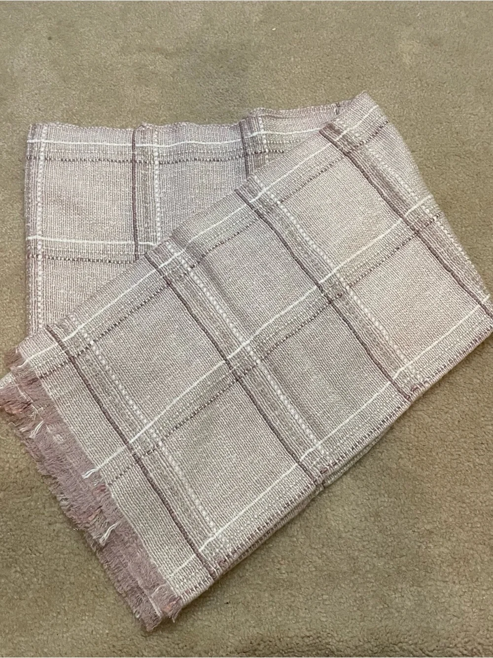 LOFT Pink Plaid Knit Scarf